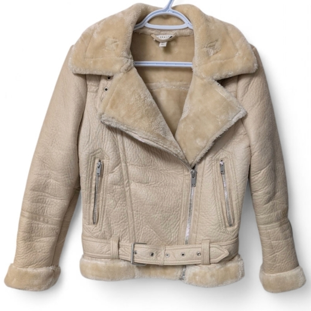 Topshop faux leather aviator jacket with faux fur trim - Picture 3 of 9